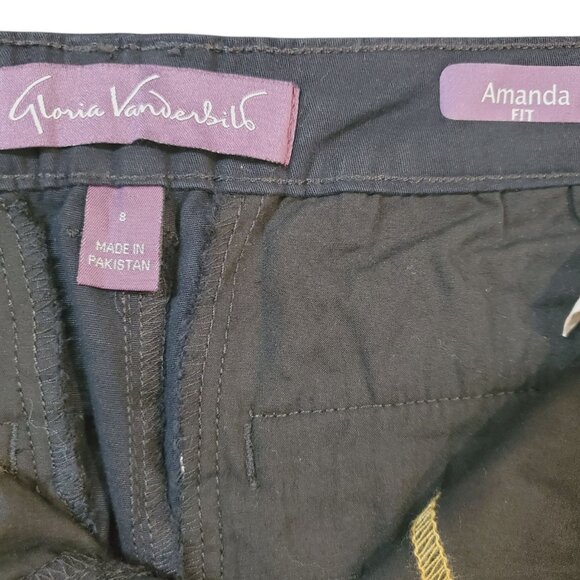 Gloria Vanderbilt Amanda Fit Pants Womens Size 8 Black High Waist Straight Leg - Picture 11 of 12